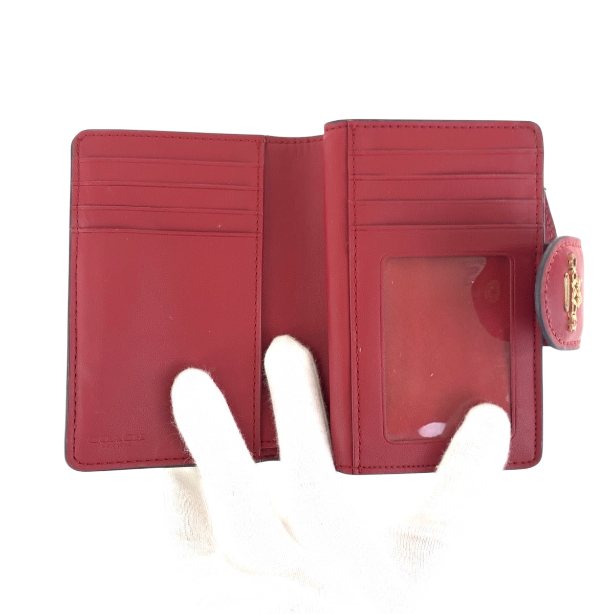 22323
COACH Signature Brown Red Gold Hardware PVC / Leather C0082 Bi-fold Wallet Compact Wallet Women's ABP3