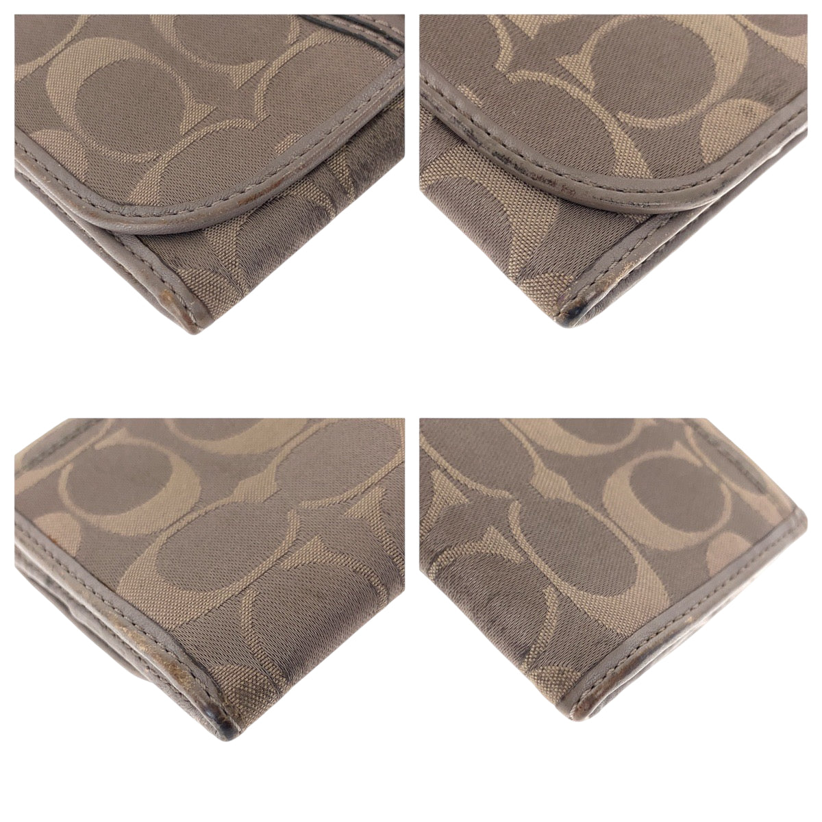 22324
COACH コーチ シグネチャー グレー ベージュ シルバー金具 キャンバス / レザー 長財布 ロングウォレット レディース AB2