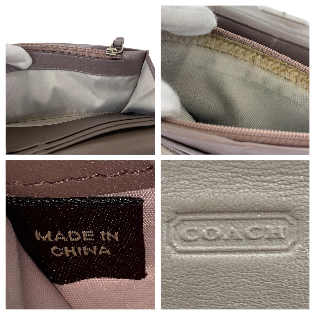 22324
COACH コーチ シグネチャー グレー ベージュ シルバー金具 キャンバス / レザー 長財布 ロングウォレット レディース AB2