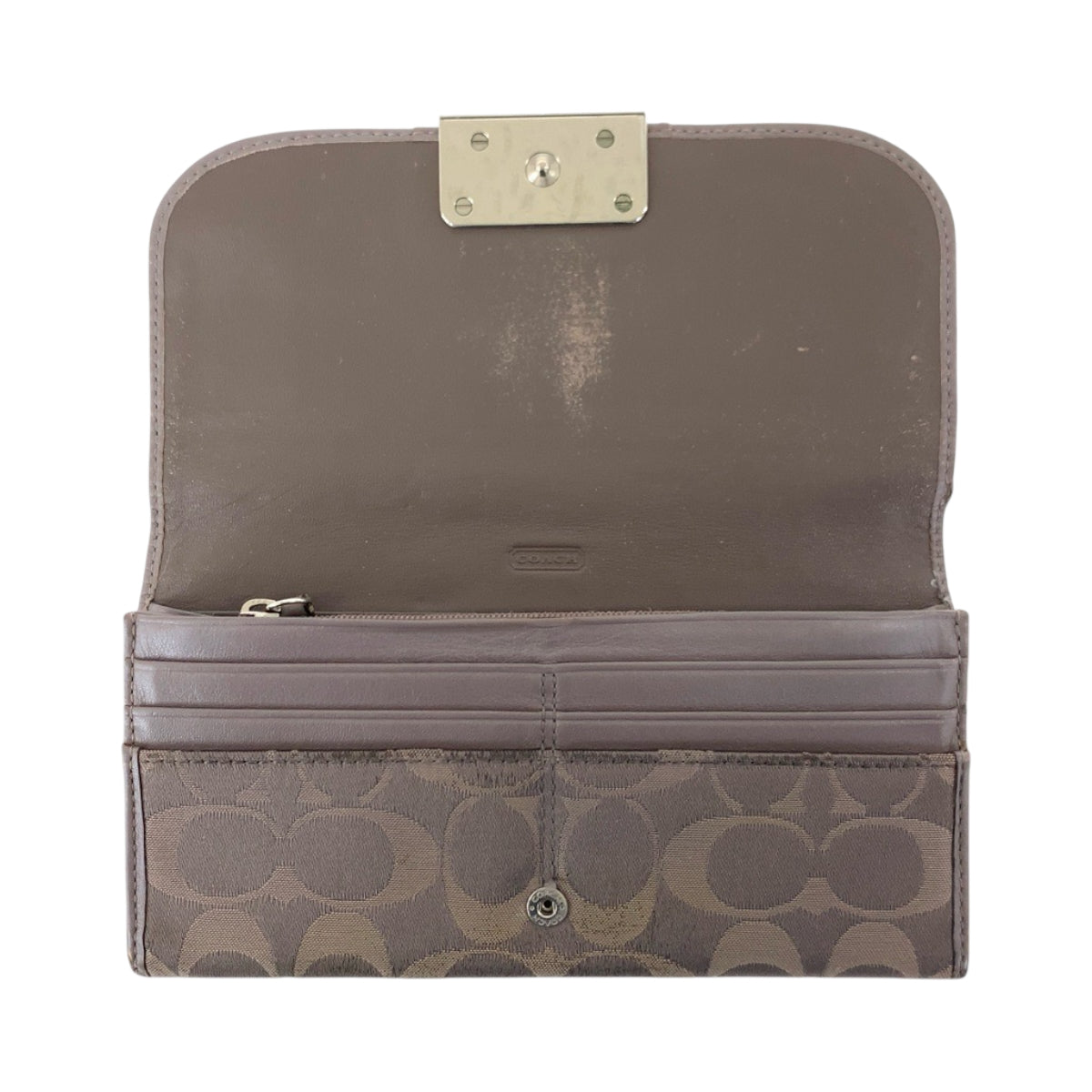 22324
COACH コーチ シグネチャー グレー ベージュ シルバー金具 キャンバス / レザー 長財布 ロングウォレット レディース AB2