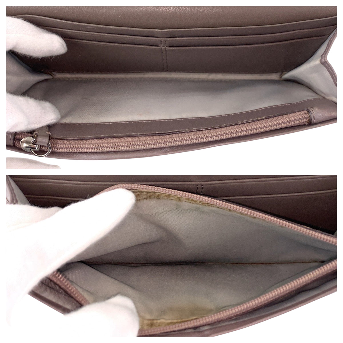 22324
COACH コーチ シグネチャー グレー ベージュ シルバー金具 キャンバス / レザー 長財布 ロングウォレット レディース AB2