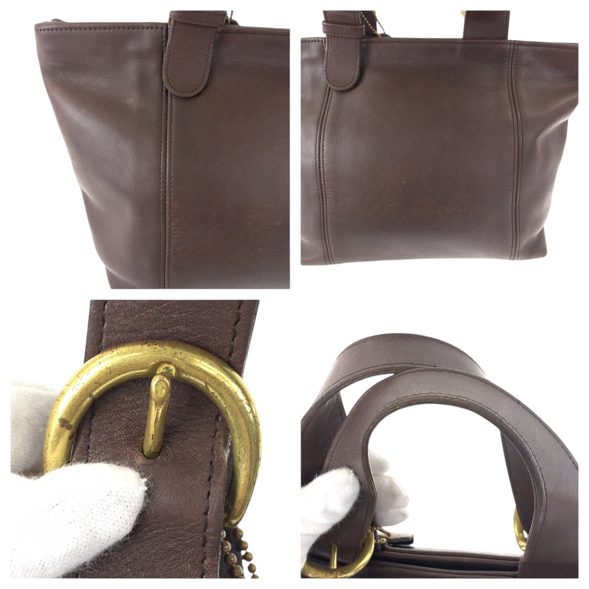 22327
COACH コーチ ヴィンテージ オールドコーチ ブラウン ゴールド金具 レザー 4133 ハンドバッグ トートバッグ レディース AB7