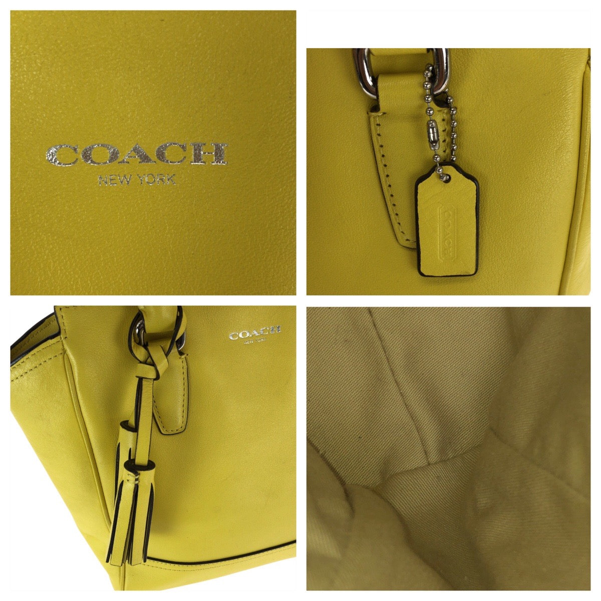 22328
COACH コーチ レガシー ミニタナー イエロー シルバー金具 レザー 19924 ハンドバッグ ショルダーバッグ 2way レディース ABP7