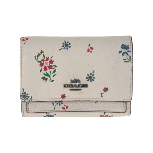 22335
COACH コーチ ミディアムフラップウォレット フラワー ホワイト マルチカラー レザー 1352 折財布 コンパクトウォレット レディース AB3