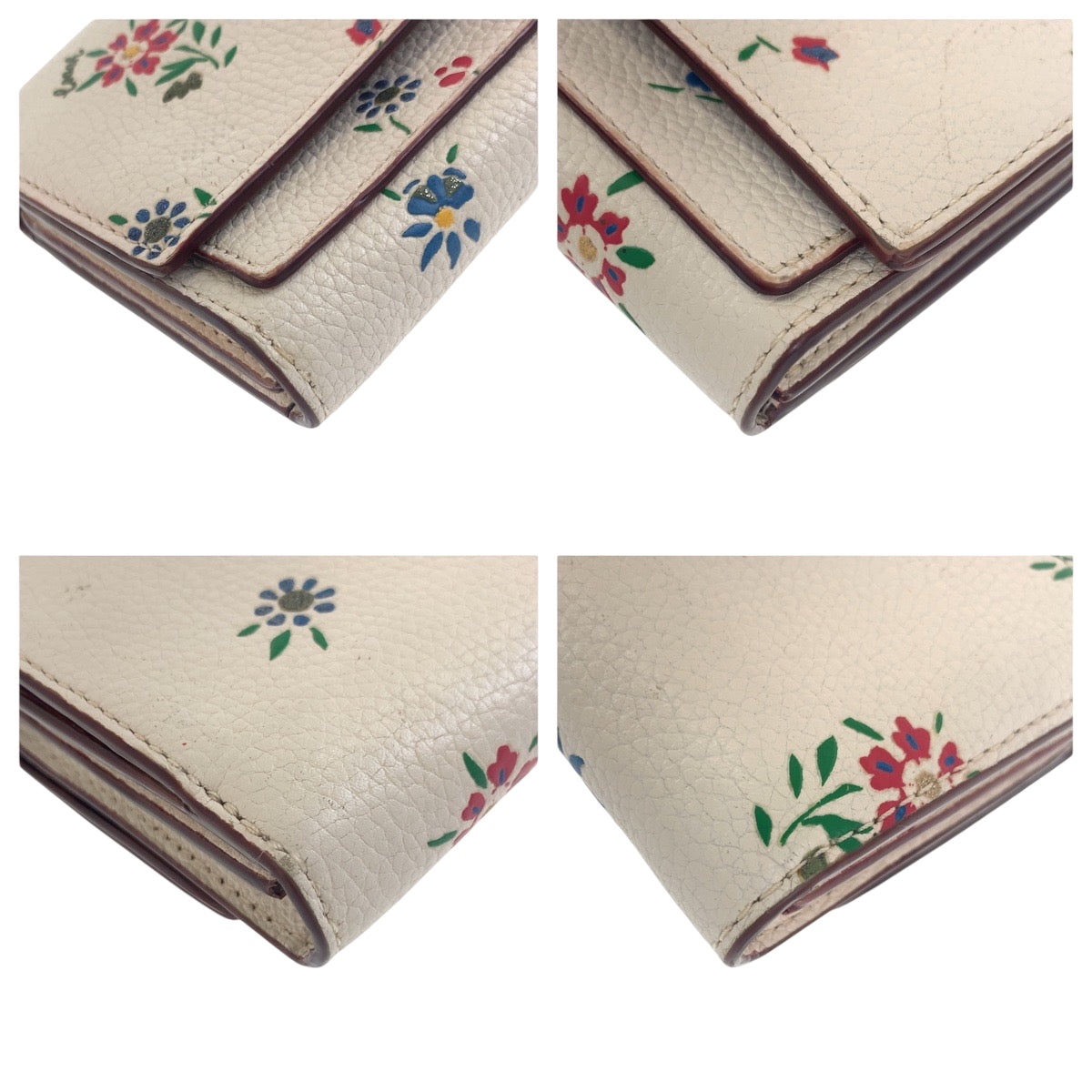 22335
COACH コーチ ミディアムフラップウォレット フラワー ホワイト マルチカラー レザー 1352 折財布 コンパクトウォレット レディース AB3