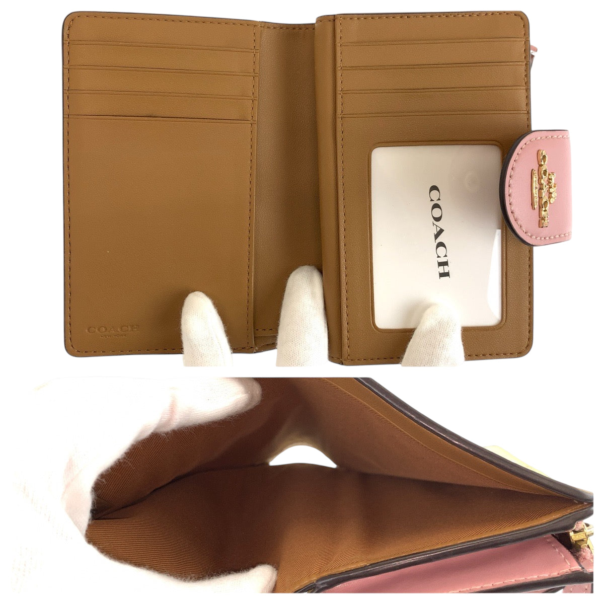 22337
COACH コーチ フラワー イエロー ピンク ゴールド金具 レザー C3284 折財布 コンパクトウォレット レディース AB2