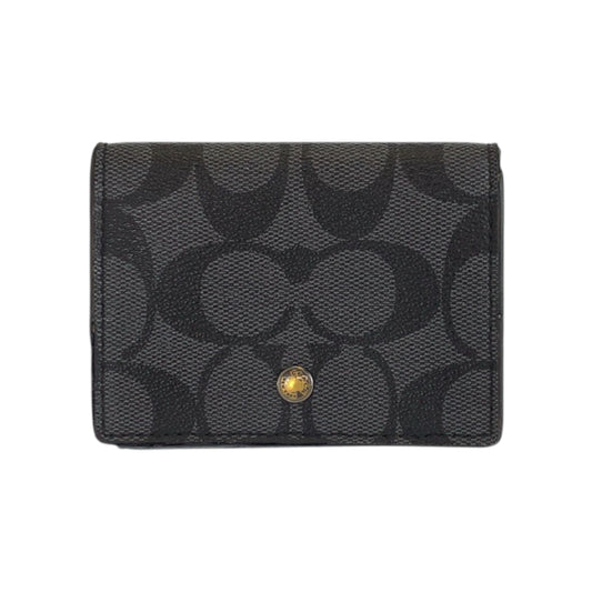 22342
COACH コーチ シグネチャー ブラック グレー ゴールド金具 レザー F77928 折財布 コンパクトウォレット メンズ AB3