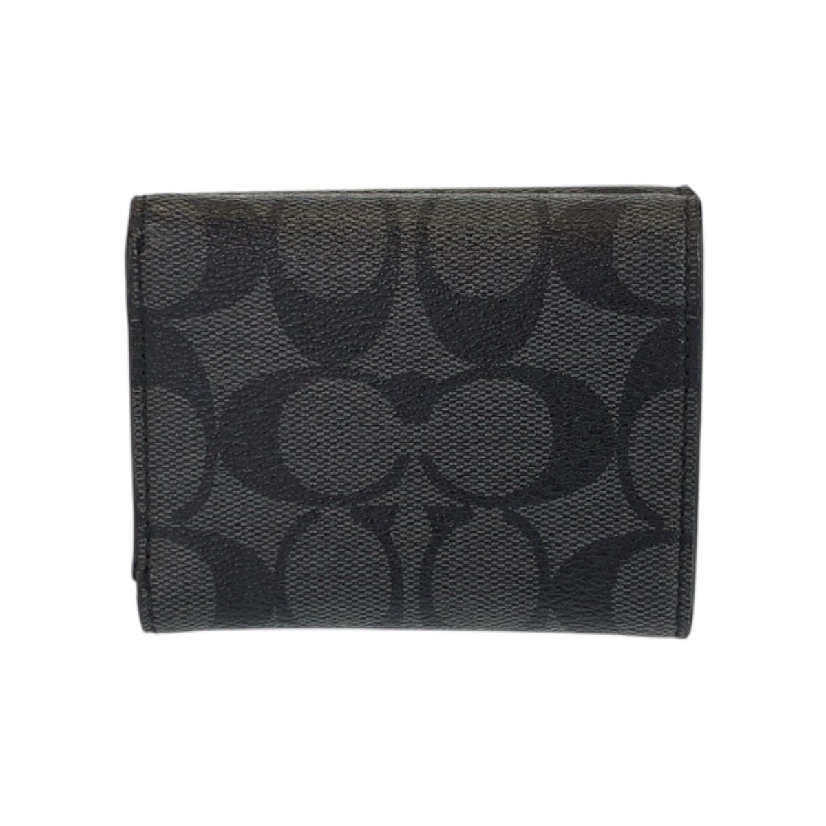 22342
COACH Signature Black Gray Gold Hardware Leather F77928 Bifold Wallet Compact Wallet Men's AB3