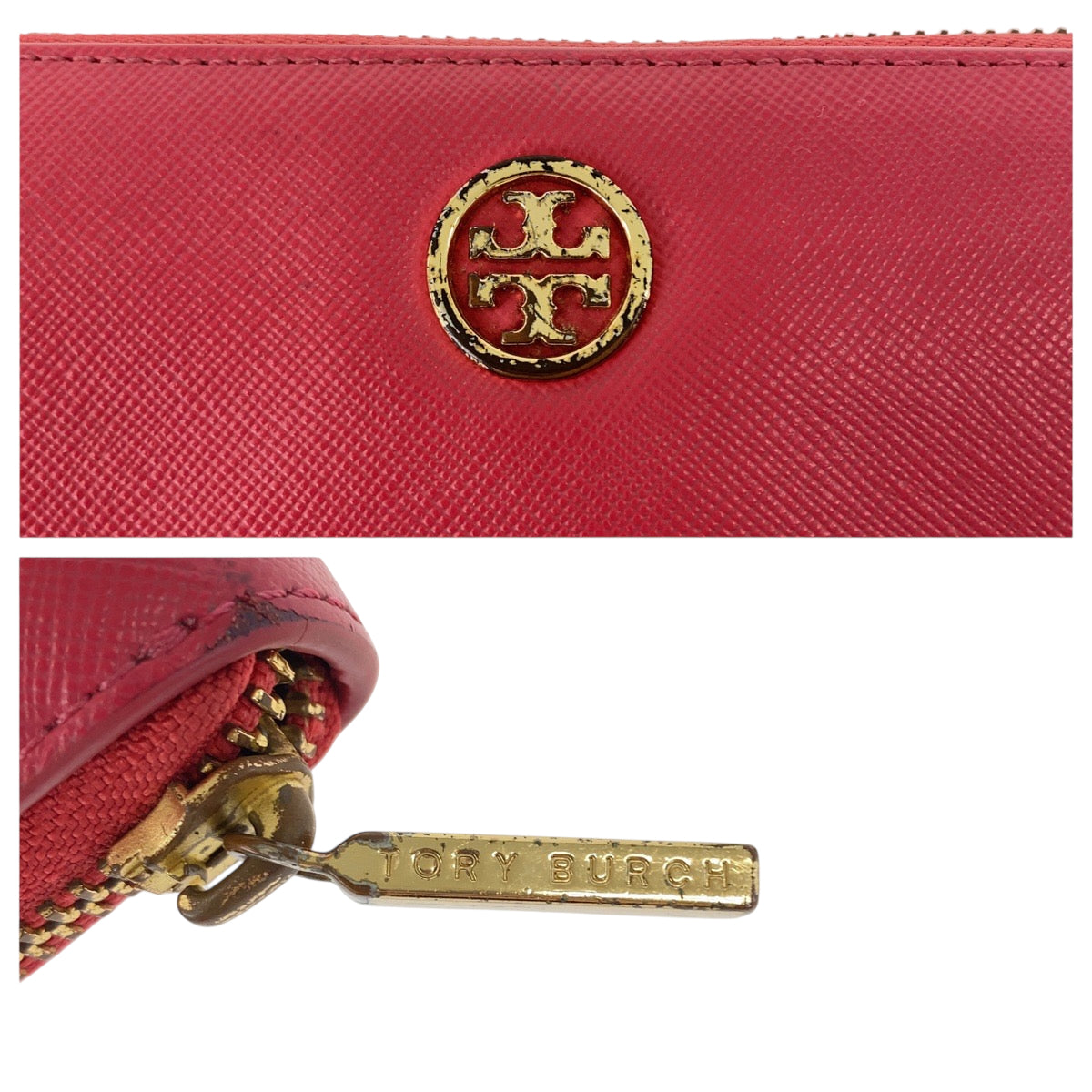 22344
Tory Burch Pink Gold Hardware Leather Zip Around Wallet for Women AB3