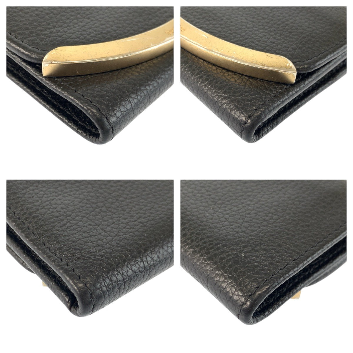 22350
SEE BY CHLOE シーバイクロエ リジー ブラック 黒 ゴールド金具 レザー 01 21 86 65 折財布 コンパクトウォレット レディース AB3
