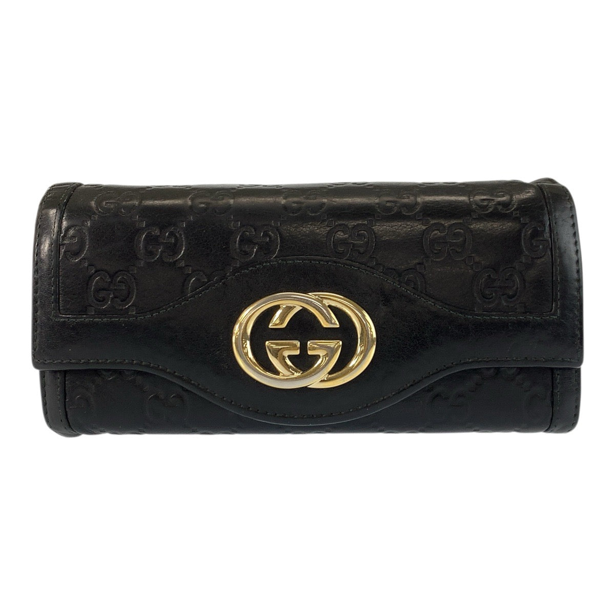 22178
GUCCI グッチ インターロッキング グッチシマ ブラック 黒 ゴールド金具 レザー 282431 長財布 ロングウォレット 男女兼用 レディース AB8