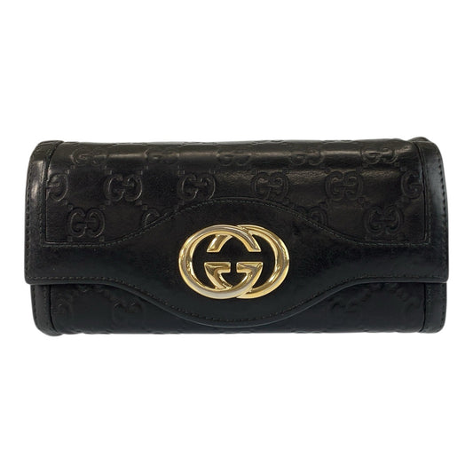 22178
GUCCI グッチ インターロッキング グッチシマ ブラック 黒 ゴールド金具 レザー 282431 長財布 ロングウォレット 男女兼用 レディース AB8