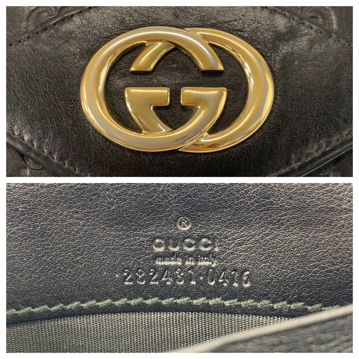22178
GUCCI グッチ インターロッキング グッチシマ ブラック 黒 ゴールド金具 レザー 282431 長財布 ロングウォレット 男女兼用 レディース AB8
