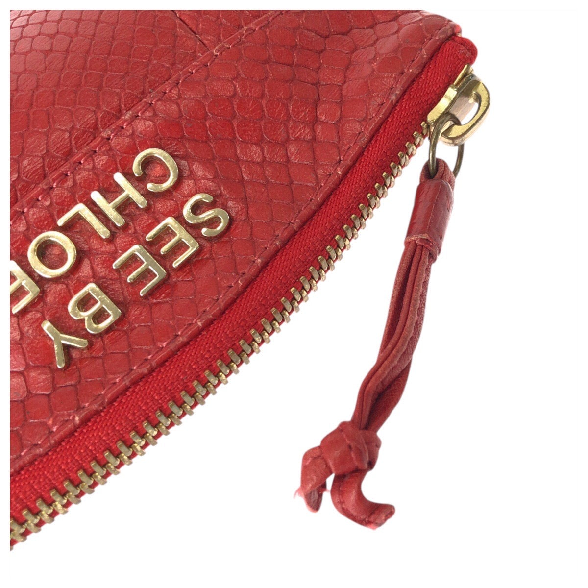 22352
Chloe クロエ レッド ゴールド金具 レザー コインケース 小銭入れ レディース AB3