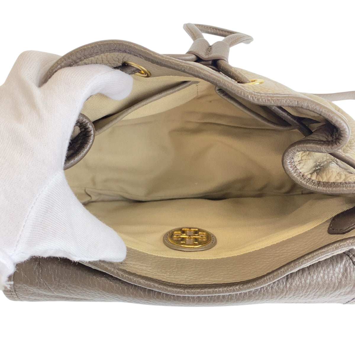 22353
Tory Burch トリーバーチ ブラウン グレー ゴールド金具 レザー ショルダーバッグ ポシェット レディース AB7