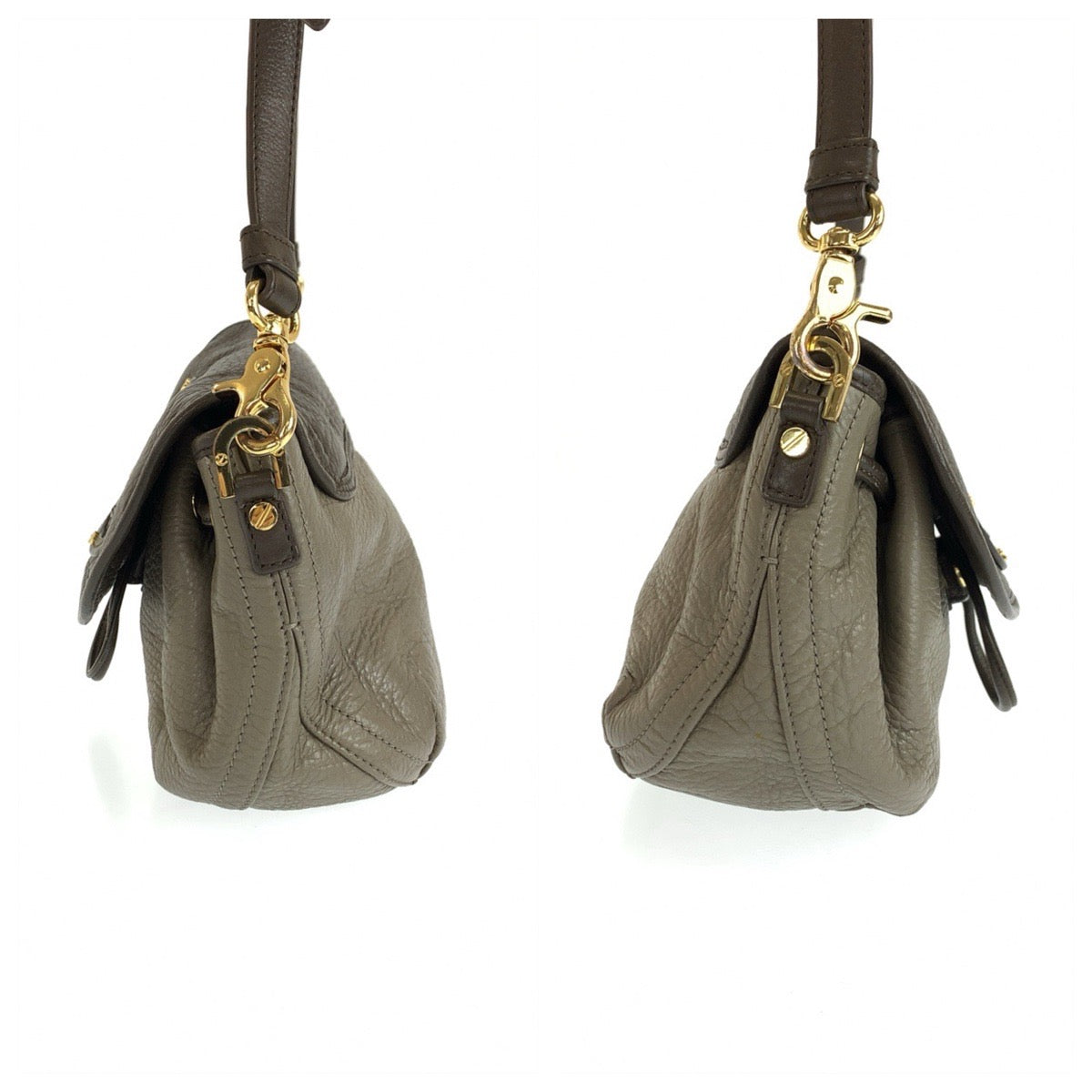 22353
Tory Burch トリーバーチ ブラウン グレー ゴールド金具 レザー ショルダーバッグ ポシェット レディース AB7