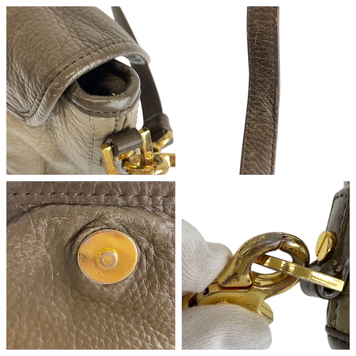 22353
Tory Burch トリーバーチ ブラウン グレー ゴールド金具 レザー ショルダーバッグ ポシェット レディース AB7