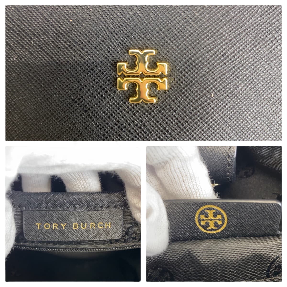 22355
Tory Burch トリーバーチ ブラック 黒 ゴールド金具 レザー トートバッグ ハンドバッグ レディース A10