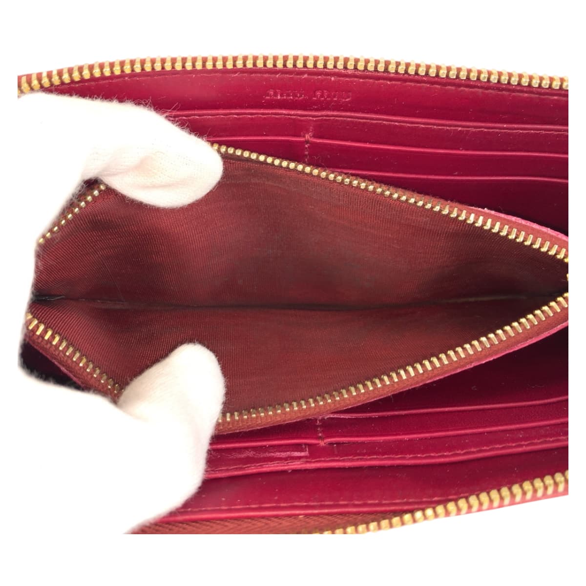 22356
MIUMIU ミュウミュウ 型押し ピンク ゴールド金具 レザー 長財布 ロングウォレット レディース AB5