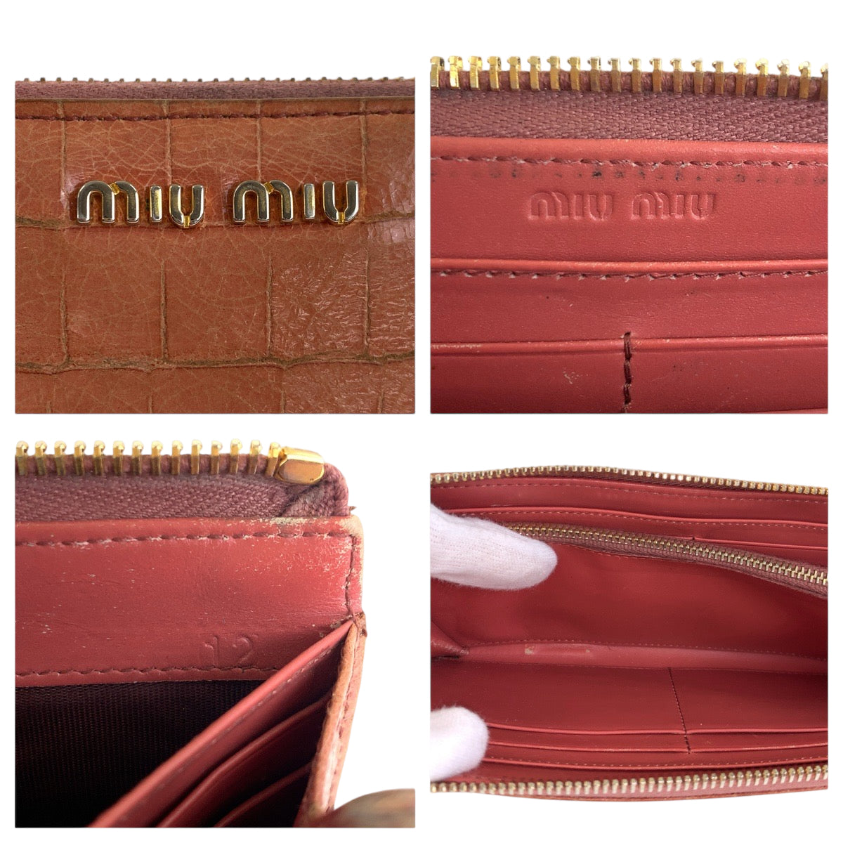 22358
MIUMIU ミュウミュウ ピンク ゴールド金具 レザー 長財布 ロングウォレット レディース AB3