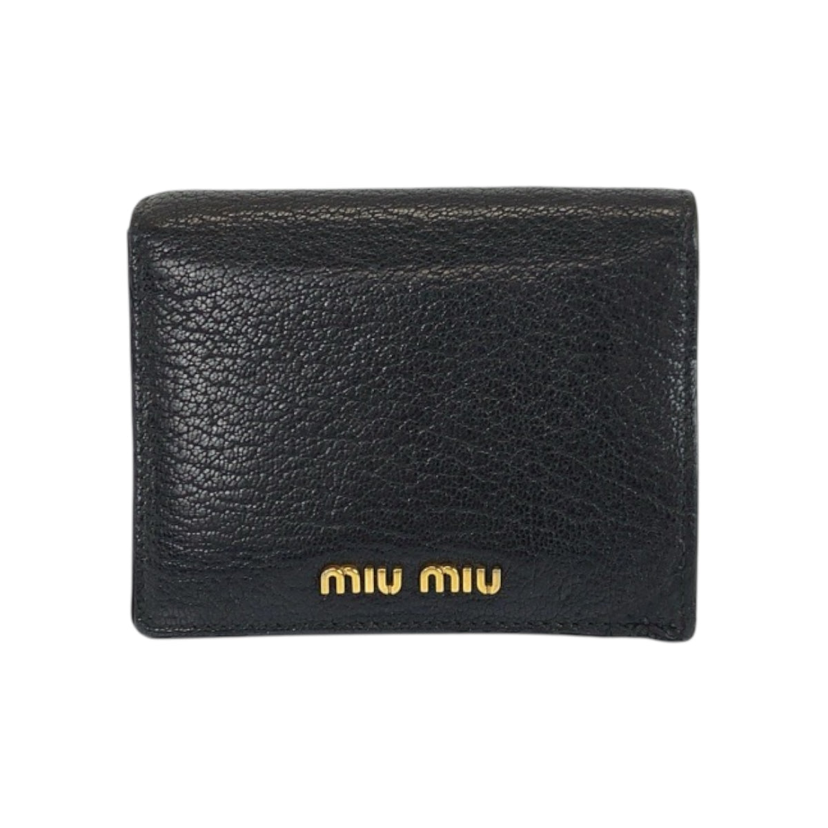 22359
MIUMIU ミュウミュウ ブラック ピンク ゴールド金具 レザー 折財布 コンパクトウォレット レディース AB5