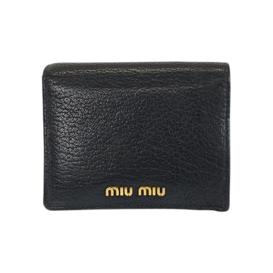 22359
MIUMIU ミュウミュウ ブラック ピンク ゴールド金具 レザー 折財布 コンパクトウォレット レディース AB5