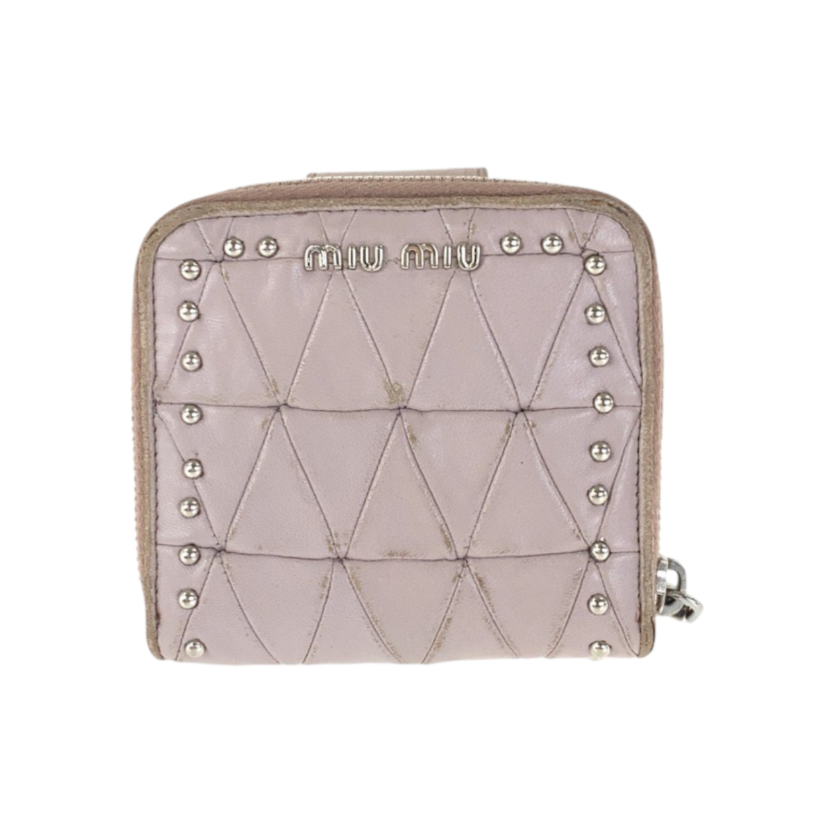 22360
MIUMIU Pink Silver Hardware Leather Bi-fold Wallet Compact Wallet Women's B2