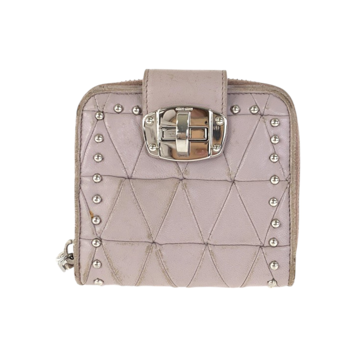 22360
MIUMIU Pink Silver Hardware Leather Bi-fold Wallet Compact Wallet Women's B2