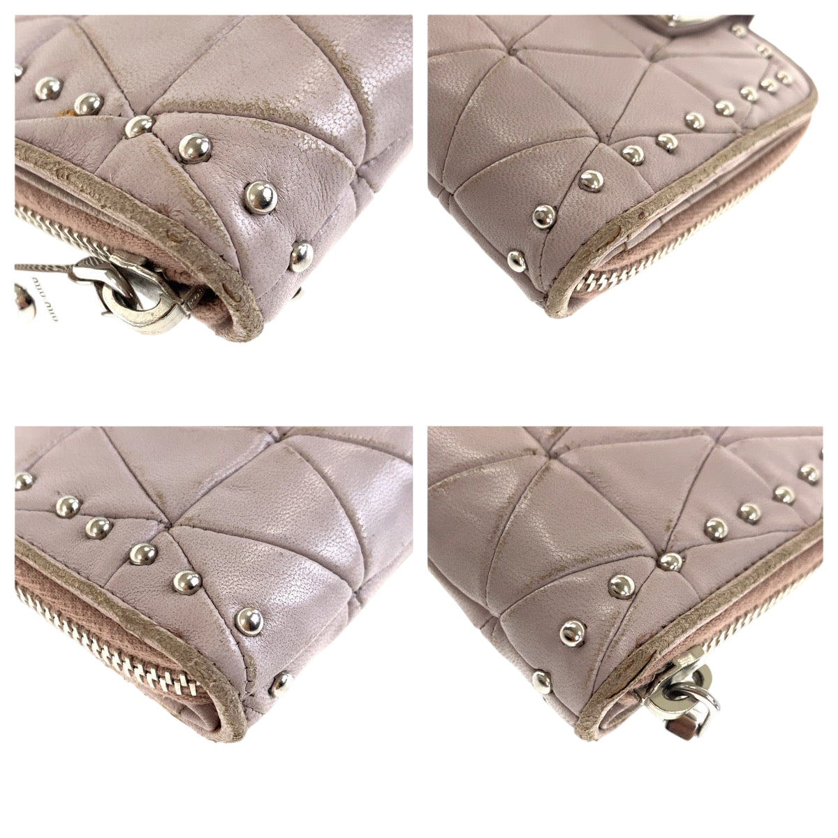 22360
MIUMIU Pink Silver Hardware Leather Bi-fold Wallet Compact Wallet Women's B2
