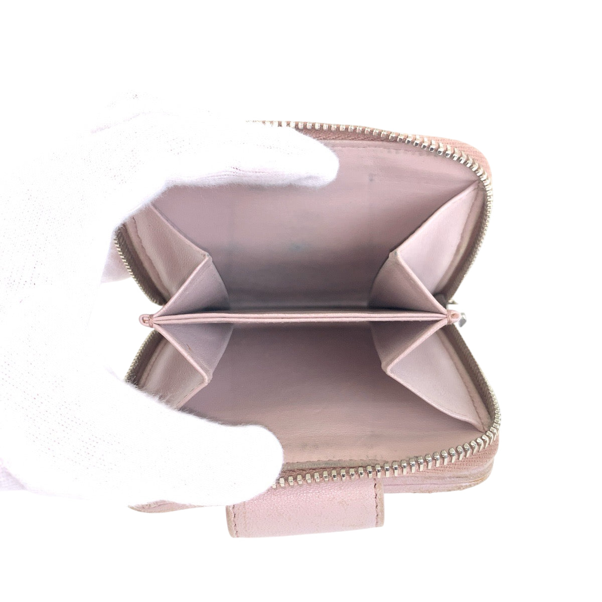 22360
MIUMIU Pink Silver Hardware Leather Bi-fold Wallet Compact Wallet Women's B2