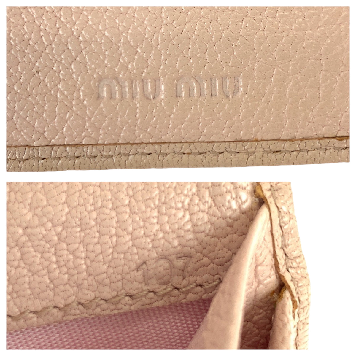 22363
MIUMIU ミュウミュウ マドラス リボン ピンク ゴールド金具 レザー 折財布 コンパクトウォレット レディース AB3