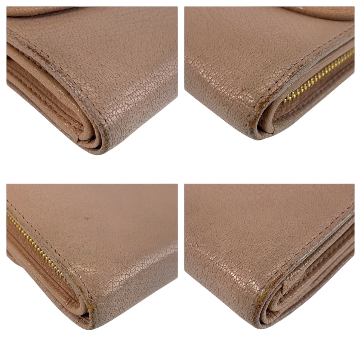 22364
MIUMIU ミュウミュウ マドラス ピンク ゴールド金具 レザー 折り財布 コンパクトウォレット レディース AB3