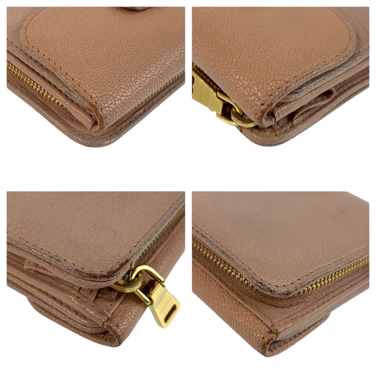 22364
MIUMIU ミュウミュウ マドラス ピンク ゴールド金具 レザー 折り財布 コンパクトウォレット レディース AB3