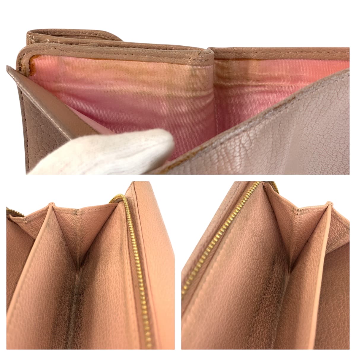 22364
MIUMIU ミュウミュウ マドラス ピンク ゴールド金具 レザー 折り財布 コンパクトウォレット レディース AB3