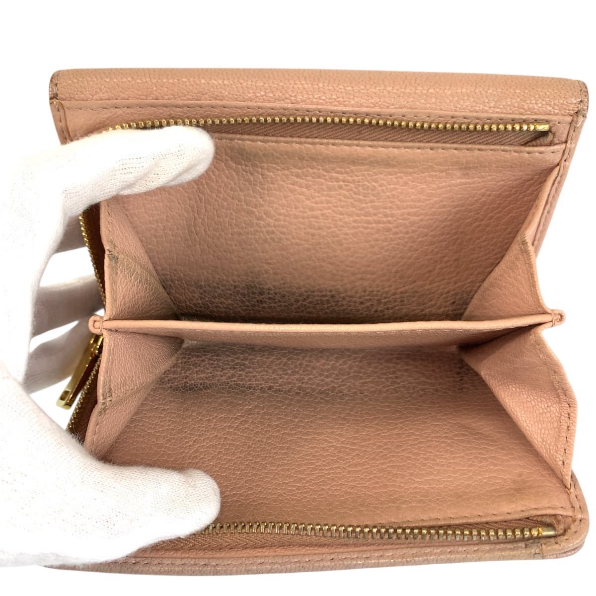 22364
MIUMIU ミュウミュウ マドラス ピンク ゴールド金具 レザー 折り財布 コンパクトウォレット レディース AB3