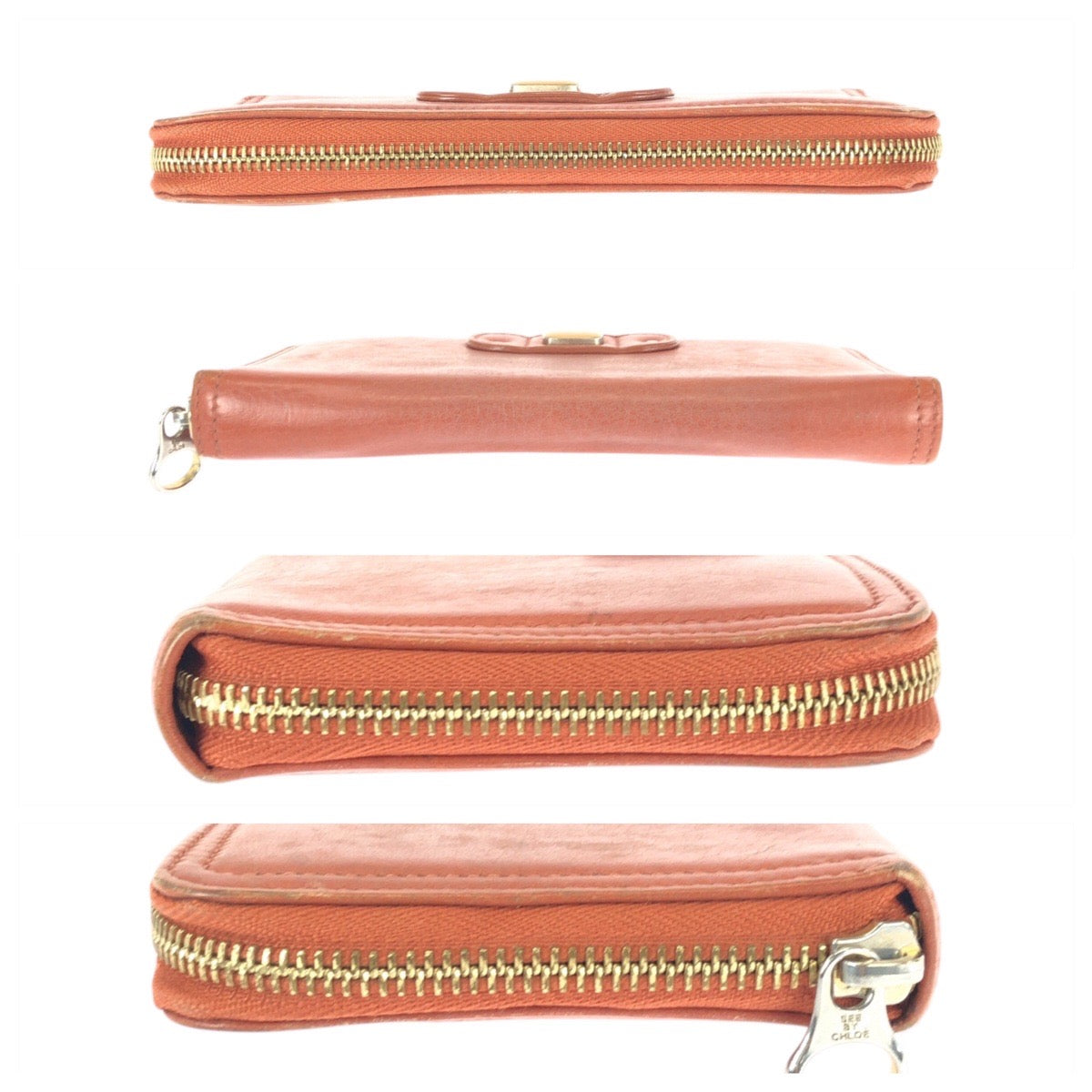 22367
Chloe クロエ リジー オレンジ コーラルオレンジ ゴールド金具 レザー B066YT 長財布 ロングウォレット レディース AB3