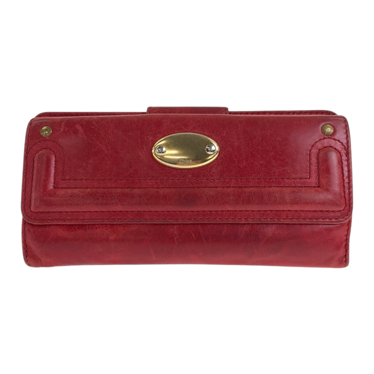 22368
Chloe クロエ レッド ゴールド金具 レザー 長財布 ロングウォレット レディース AB3