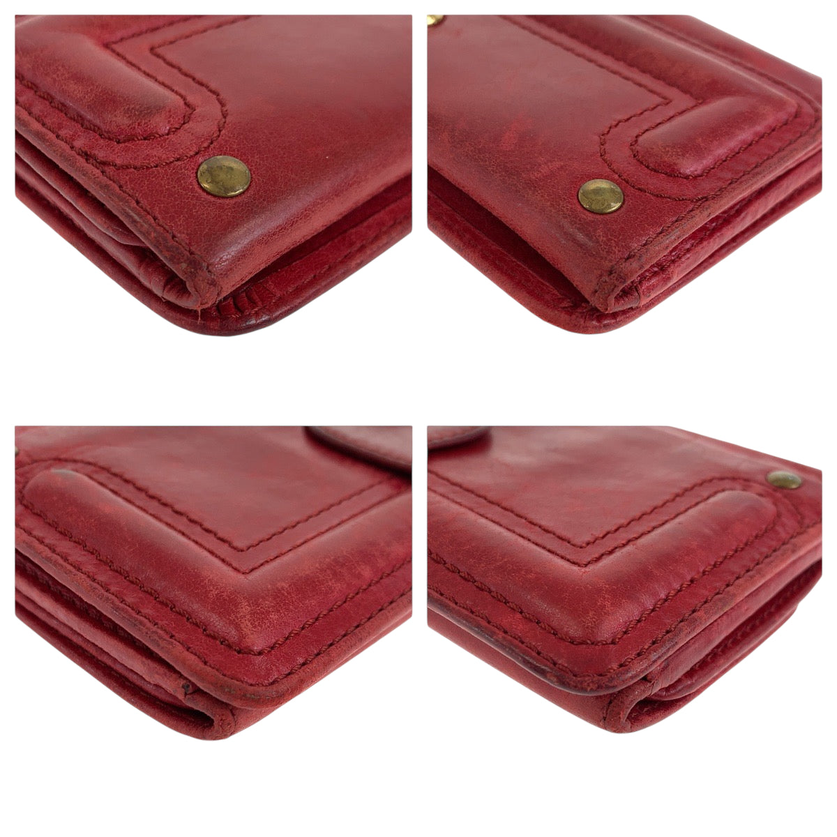 22368
Chloe クロエ レッド ゴールド金具 レザー 長財布 ロングウォレット レディース AB3