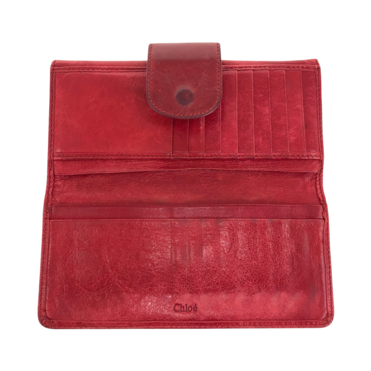 22368
Chloe クロエ レッド ゴールド金具 レザー 長財布 ロングウォレット レディース AB3