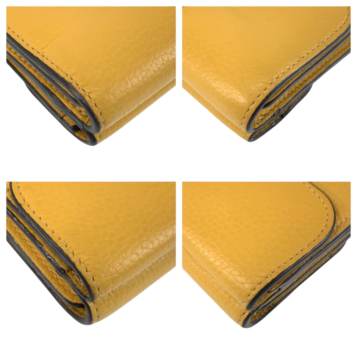 22371
Chloe クロエ ALPHABET イエロー ゴールド金具 レザー 折財布 コンパクトウォレット レディース AB3