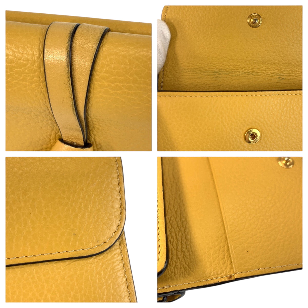 22371
Chloe クロエ ALPHABET イエロー ゴールド金具 レザー 折財布 コンパクトウォレット レディース AB3