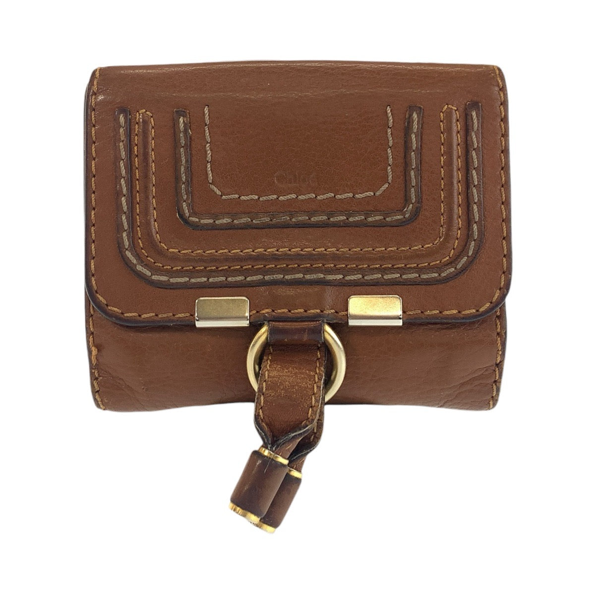 22372
Chloe クロエ マーシー ブラウン ゴールド金具 レザー 折り財布 コンパクトウォレット レディース AB3