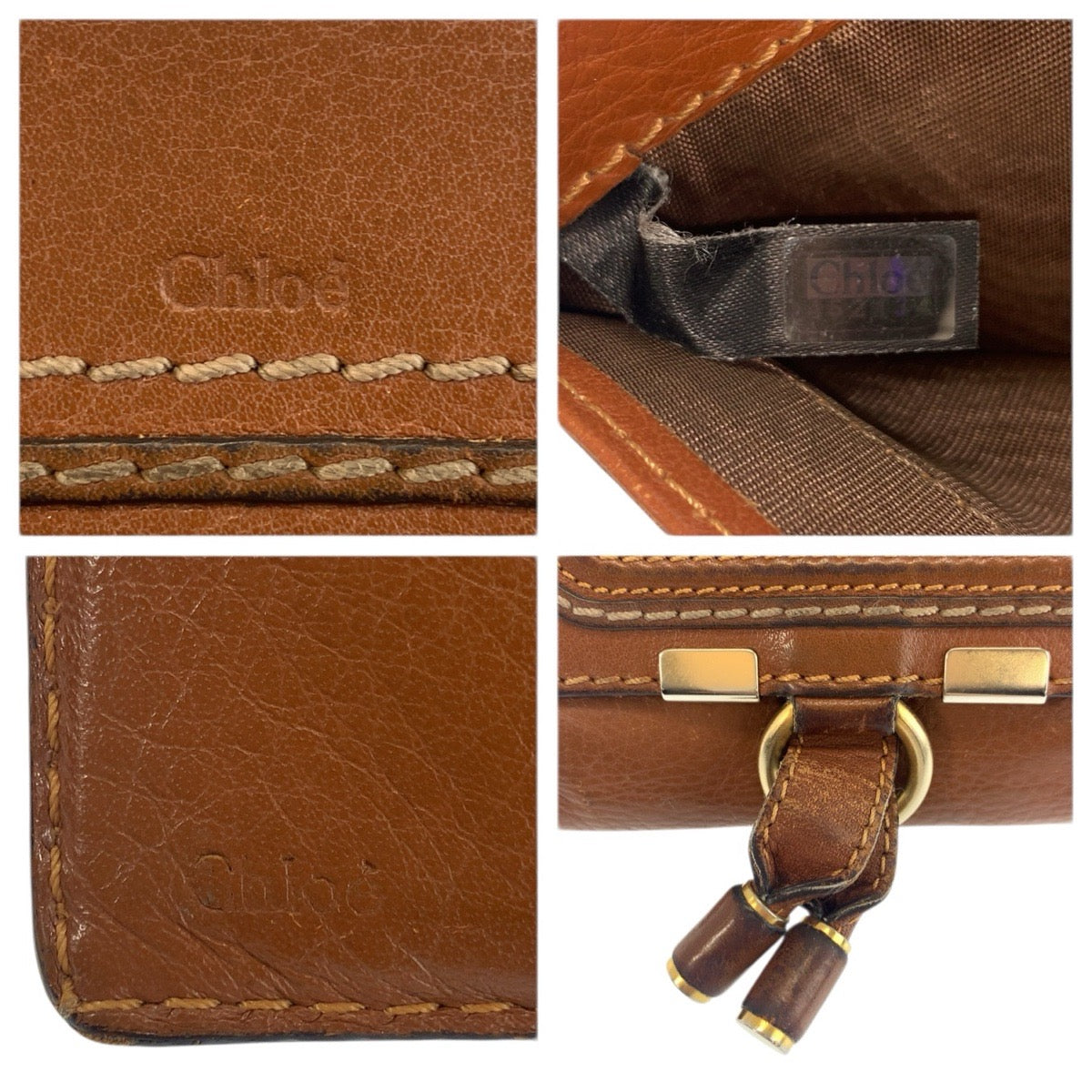 22372
Chloe クロエ マーシー ブラウン ゴールド金具 レザー 折り財布 コンパクトウォレット レディース AB3