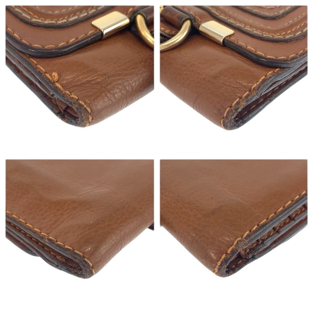 22372
Chloe クロエ マーシー ブラウン ゴールド金具 レザー 折り財布 コンパクトウォレット レディース AB3