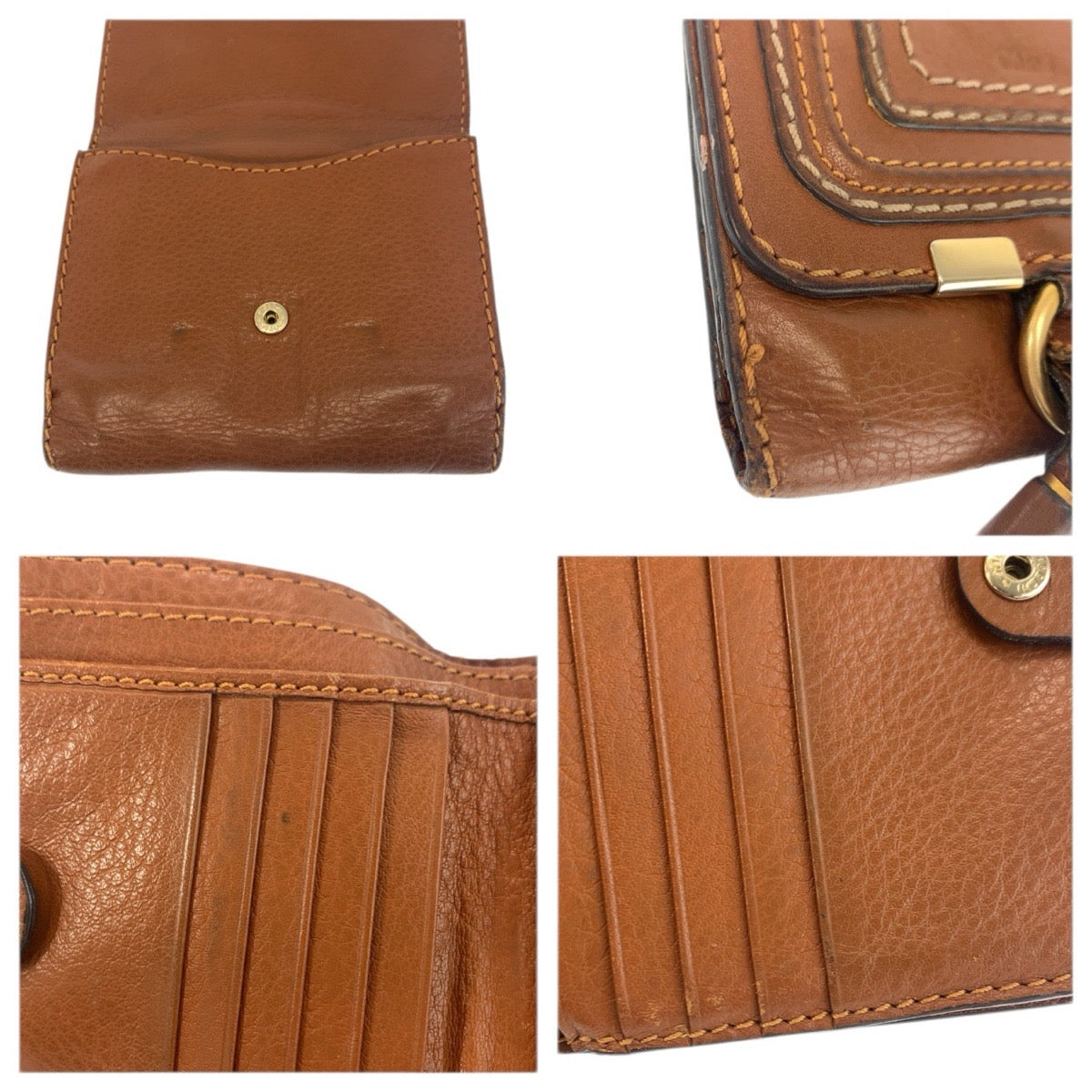 22372
Chloe クロエ マーシー ブラウン ゴールド金具 レザー 折り財布 コンパクトウォレット レディース AB3