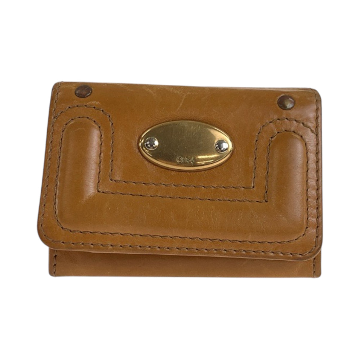22373
Chloe Brown Camel Gold Hardware Leather Card Case Business Card Holder Ladies AB2