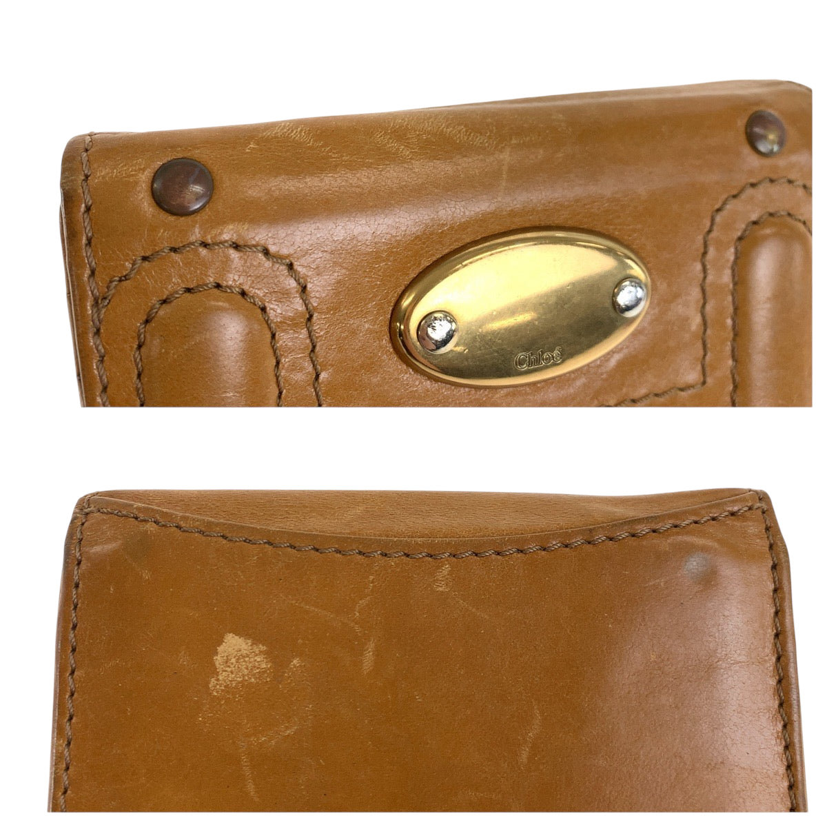 22373
Chloe Brown Camel Gold Hardware Leather Card Case Business Card Holder Ladies AB2