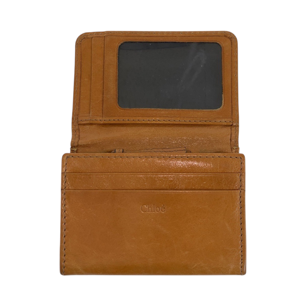 22373
Chloe Brown Camel Gold Hardware Leather Card Case Business Card Holder Ladies AB2