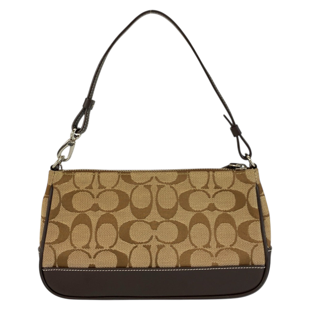 22374
COACH コーチ シグネチャー ベージュ ブラウン シルバー金具 キャンバス / レザー B06Z-6094 ハンドバッグ アクセサリーポーチ レディース A7