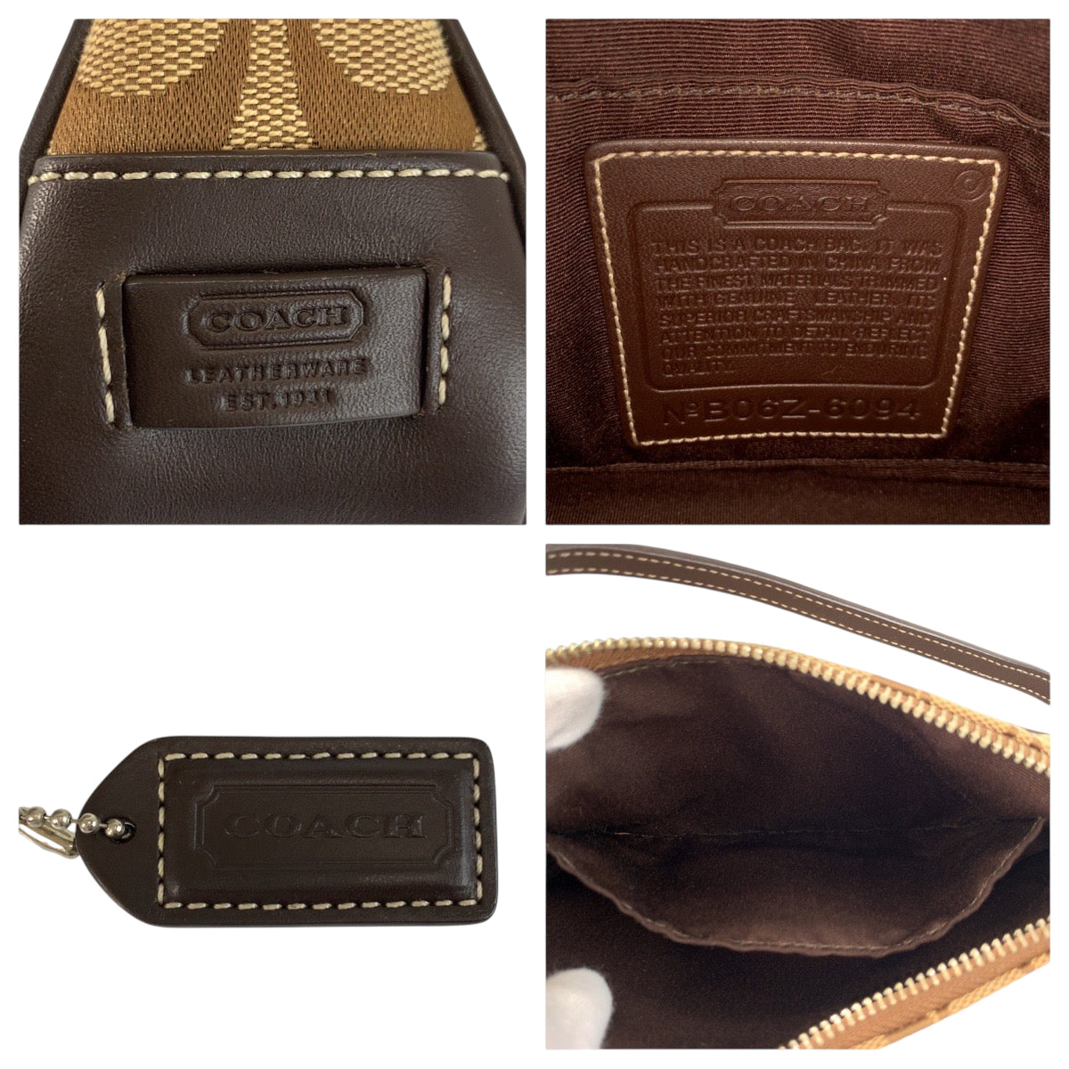 22374
COACH コーチ シグネチャー ベージュ ブラウン シルバー金具 キャンバス / レザー B06Z-6094 ハンドバッグ アクセサリーポーチ レディース A7